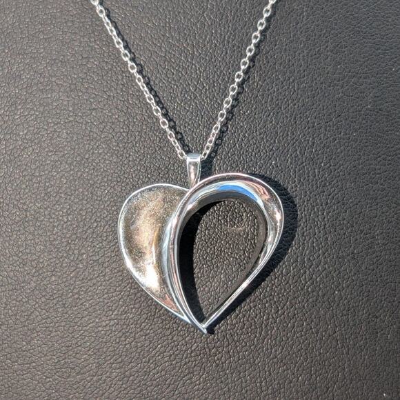 PAJ 925 Sterling Silver Large Open Heart Pendant 18" Necklace - Picture 2 of 7